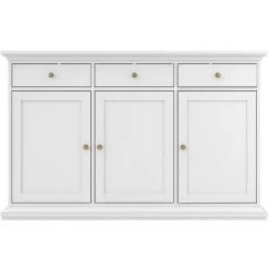 Dmora Buffet Avec Trois Nates Et Trois Tiroirs, Couleur Blanche, 143,7 X 91,66 X 46,1 Cm -Buffet et enfilade Soldes 38607444 5