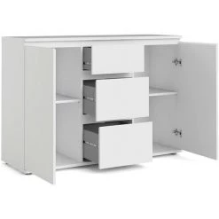 Dmora Buffet Avec Portes Et Tiroirs, Coloris Blanc, 119,45 X 83,7 X 40 Cm -Buffet et enfilade Soldes 38607866 2