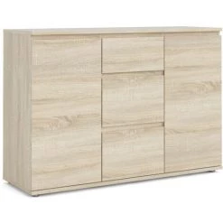Dmora Buffet Avec Portes Et Tiroirs, Couleur Chêne, 119,45 X 83,7 X 40 Cm
