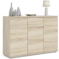 Dmora Buffet Avec Portes Et Tiroirs, Couleur Chêne, 119,45 X 83,7 X 40 Cm 8 Dmora Buffet Avec Portes Et Tiroirs, Couleur Chêne, 119,45 X 83,7 X 40 Cm -Buffet et enfilade Soldes 38607869 4