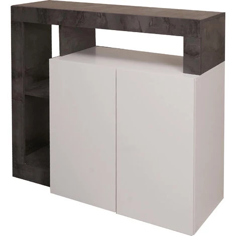 Dmora Buffet Moderne Avec 2 Portes Et étagères, Meuble TV De Salon, Buffet De Cuisine, Buffet Made In Italy, 108x42xh93 Cm, Couleur Blanc Et Oxyde 4 Dmora Buffet Moderne Avec 2 Portes Et étagères, Meuble TV De Salon, Buffet De Cuisine, Buffet Made In Italy, 108x42xh93 Cm, Couleur Blanc Et Oxyde – Image 4