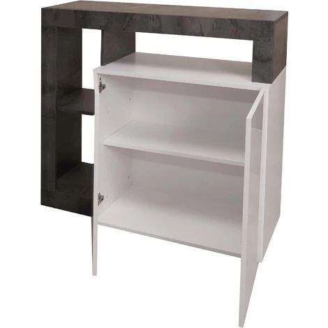 Dmora Buffet Moderne Avec 2 Portes Et étagères, Meuble TV De Salon, Buffet De Cuisine, Buffet Made In Italy, 108x42xh93 Cm, Couleur Blanc Et Oxyde 5 Dmora Buffet Moderne Avec 2 Portes Et étagères, Meuble TV De Salon, Buffet De Cuisine, Buffet Made In Italy, 108x42xh93 Cm, Couleur Blanc Et Oxyde – Image 5