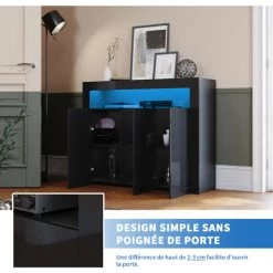 SIRHONA Buffet 3 Portes, Buffet Commode Armoire De Rangment ,avec 16 Lumières LED Buffet De Salon Buffet De Cuisine - Noir 116x35x93 Cm 7 SIRHONA Buffet 3 Portes, Buffet Commode Armoire De Rangment ,avec 16 Lumières LED Buffet De Salon Buffet De Cuisine - Noir 116x35x93 Cm -Buffet et enfilade Soldes 38926051 3