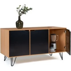 IDMARKET Buffet Bas Vintage NOEMI 3 Portes Bois Pied épingle - Naturel -Buffet et enfilade Soldes 39346211 4