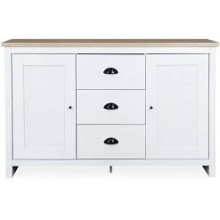 ALICE'S GARDEN Buffet De Rangement Blanc - Cottage - Avec 3 Tiroirs, 2 Portes, 119x39.5x77 Cm - Blanc Et Naturel 8 ALICE'S GARDEN Buffet De Rangement Blanc - Cottage - Avec 3 Tiroirs, 2 Portes, 119x39.5x77 Cm - Blanc Et Naturel -Buffet et enfilade Soldes 39438746 4