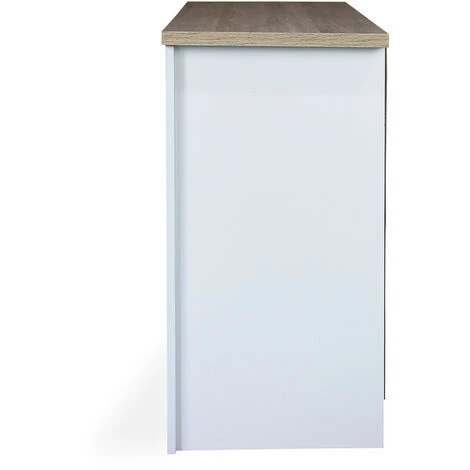 ALICE'S GARDEN Buffet De Rangement Blanc - Cottage - Avec 3 Tiroirs, 2 Portes, 119x39.5x77 Cm - Blanc Et Naturel 5 ALICE'S GARDEN Buffet De Rangement Blanc - Cottage - Avec 3 Tiroirs, 2 Portes, 119x39.5x77 Cm - Blanc Et Naturel – Image 5