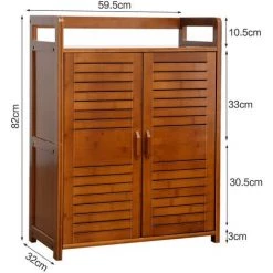 FREOSEN Buffet De Cuisine Bamboo 82 X 32 X 59.5cm, Meuble De Rangement Avec Placard 2 Portes Salle De Bain Armoire Style Nordique -Buffet et enfilade Soldes 39446294 3