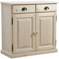 AUBRY GASPARD Buffet En Bois Brut 2 Portes 2 Tiroirs Naturel - Finition Brute