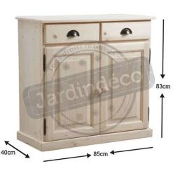 AUBRY GASPARD Buffet En Bois Brut 2 Portes 2 Tiroirs Naturel - Finition Brute -Buffet et enfilade Soldes 395678 3