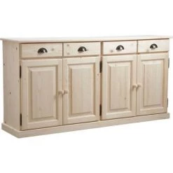 AUBRY GASPARD Buffet 4 Portes 4 Tiroirs En Bois Brut Naturel - Finition Brute