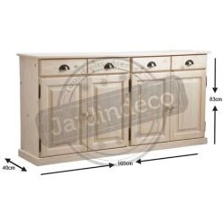 AUBRY GASPARD Buffet 4 Portes 4 Tiroirs En Bois Brut Naturel - Finition Brute -Buffet et enfilade Soldes 395846 4