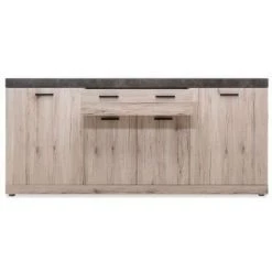 AUTRES Buffet - Décor Chene Sorrento Et Béton - Contemporain - 4 Portes - MALTA - L 200 Cm -Buffet et enfilade Soldes 39607134 5