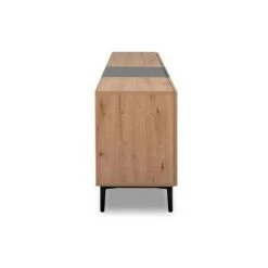 AUTRES Buffet NOLA - Décor Chene Et Noir - 4 Portes - L 200 X P 42 X H 65 Cm -Buffet et enfilade Soldes 39607235 5