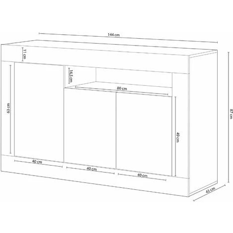 TENDENCIO Long Buffet Moderne 3 Portes 1 Étagère 3 TENDENCIO Long Buffet Moderne 3 Portes 1 Étagère – Image 3
