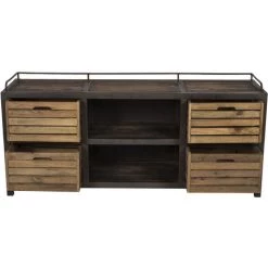 RENDEZ VOUS DéCO Buffet Aban 2 Niches 4 Tiroirs - Noir -Buffet et enfilade Soldes 3966975 4