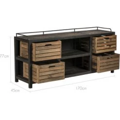 RENDEZ VOUS DéCO Buffet Aban 2 Niches 4 Tiroirs - Noir -Buffet et enfilade Soldes 3966975 5