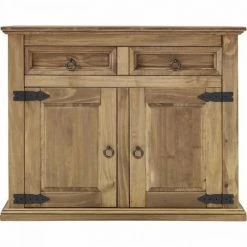 AUTRES Buffet 2 Portes 2 Tiroirs - Bois Massif - L 100 X P 48 X H 80,5 Cm - VITO