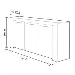 PEGANE Buffet Meuble De Salle à Manger De 3 Portes Coloris Blanc Artic -144 Cm (longueur) X 80 Cm (Hauteur) X 42 Cm (Profondeur) -Buffet et enfilade Soldes 39682688 4
