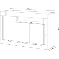 PEGANE Buffet Avec 3 Portes Et 1 étagère Coloris Blanc Artic / Blanc Poli - Hauteur 87 X Longueur 144 X Profondeur 42 Cm -Buffet et enfilade Soldes 39682744 3