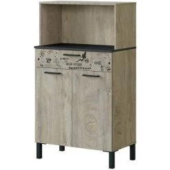 PEGANE Buffet Meuble De Rangement De Cuisine Coloris Gris Anthracite/chêne à Nœuds Avec Impression Digitale -H126 X L72 X P40cm 4 PEGANE Buffet Meuble De Rangement De Cuisine Coloris Gris Anthracite/chêne à Nœuds Avec Impression Digitale -H126 X L72 X P40cm -Buffet et enfilade Soldes 39682817 2