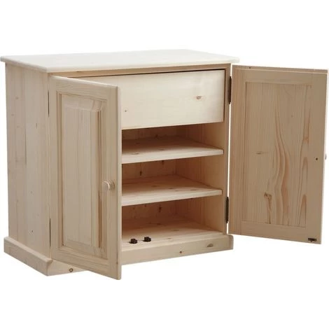 AUBRY GASPARD Meuble à Chaussures 3 étagères 1 Tiroir En Bois Brut Naturel - Finition Brute 2 AUBRY GASPARD Meuble à Chaussures 3 étagères 1 Tiroir En Bois Brut Naturel - Finition Brute – Image 2