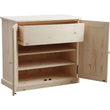 AUBRY GASPARD Meuble à Chaussures 3 étagères 1 Tiroir En Bois Brut Naturel - Finition Brute 3 AUBRY GASPARD Meuble à Chaussures 3 étagères 1 Tiroir En Bois Brut Naturel - Finition Brute – Image 3