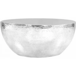 HAPPYSHOPPING Table Basse Aluminium Martele 70 X 30 Cm Argente
