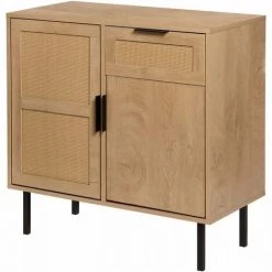 AUTRES Buffet Avec 1 Grande Porte Et 1 Petite Porte / 1 Tiroir - Noir - L 80 X P 40 X H 80 Cm - RUSSELL