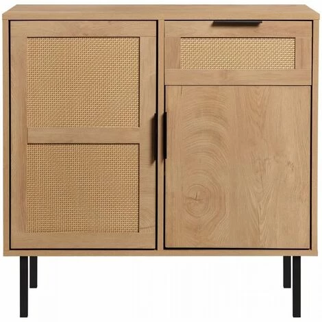 AUTRES Buffet Avec 1 Grande Porte Et 1 Petite Porte / 1 Tiroir - Noir - L 80 X P 40 X H 80 Cm - RUSSELL 2 AUTRES Buffet Avec 1 Grande Porte Et 1 Petite Porte / 1 Tiroir - Noir - L 80 X P 40 X H 80 Cm - RUSSELL – Image 2