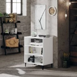 ASUPERMALL Buffet Blanc 57x35x70 Cm Agglomere