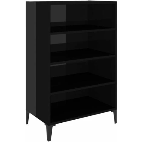 ASUPERMALL Buffet Noir Brillant 57x35x90 Cm Agglomere 2 ASUPERMALL Buffet Noir Brillant 57x35x90 Cm Agglomere – Image 2