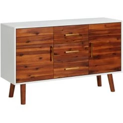 ASUPERMALL Buffet 110x35x70 Cm Bois D'acacia Massif Et MDF