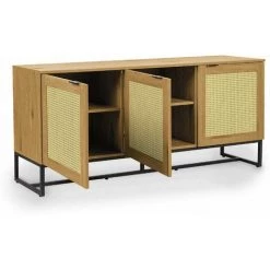 DECO IN PARIS Buffet Enfilade Scandinave 3 Portes En Bois Métal Et Cannage TULLIO - Bois Clair 7 DECO IN PARIS Buffet Enfilade Scandinave 3 Portes En Bois Métal Et Cannage TULLIO - Bois Clair -Buffet et enfilade Soldes 39853151 3