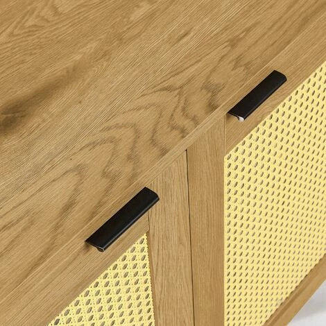 DECO IN PARIS Buffet Enfilade Scandinave 3 Portes En Bois Métal Et Cannage TULLIO - Bois Clair 4 DECO IN PARIS Buffet Enfilade Scandinave 3 Portes En Bois Métal Et Cannage TULLIO - Bois Clair – Image 4