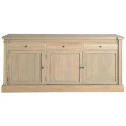 SIGNATURE Enfilade 3 Portes Chêne Massif 202x55x90cm - Marron Patiné