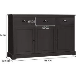 COSTWAY Buffet à 3 Tiroirs Et 3 Portes, Meuble De Rangement De Salle à Manger Avec Etagères Réglables, Style Contemporain, 136 X 42,5 X 86cm (Brun) -Buffet et enfilade Soldes 39948464 3