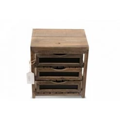 DECORATION D’AUTREFOIS Meuble Bas Rangement 3 Tiroirs 33x25.5x36.5cm - Bois - Marron - Marron -Buffet et enfilade Soldes 40016675 2