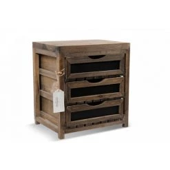 DECORATION D’AUTREFOIS Meuble Bas Rangement 3 Tiroirs 33x25.5x36.5cm - Bois - Marron - Marron -Buffet et enfilade Soldes 40016675 4
