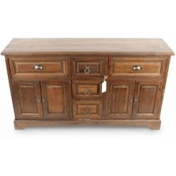 DECORATION D’AUTREFOIS Buffet 5 Tiroirs Bois 124.5x33.5x72cm - Marron - Marron 9 DECORATION D’AUTREFOIS Buffet 5 Tiroirs Bois 124.5x33.5x72cm - Marron - Marron -Buffet et enfilade Soldes 40017174 5