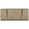 Buffet 4 Portes Décor Chêne Et Noir L221 Cm - Crack - Calicosy - Bois