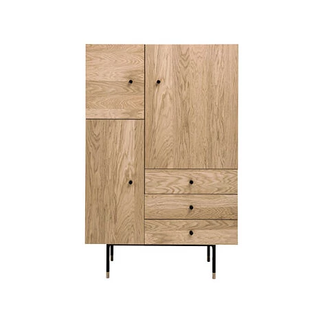 WOODMAN Buffet Haut 3 Portes 3 Tiroirs 130x50x92 Cm Chêne Et Noir 1 WOODMAN Buffet Haut 3 Portes 3 Tiroirs 130x50x92 Cm Chêne Et Noir
