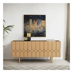 WOODMAN Buffet 3 Portes 175x45x75 Cm Décor Naturel Et Noir