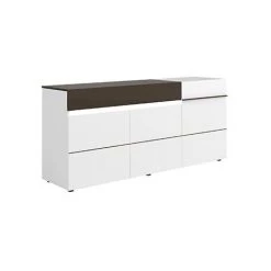 M-S Buffet 3 Portes Et 1 Tiroir Avec LED Blanc Et Gris Foncé - ALBYA