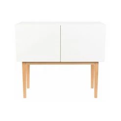 ZUIVER Buffet 2 Portes En Bois Blanc Et Pieds Naturel