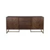 DUTCHBONE Buffet 2 Portes 3 Tiroirs 180x45x80 Cm Marron Et Laiton - CLASS