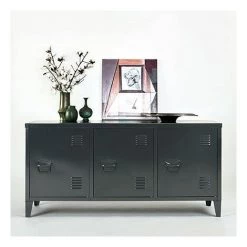 M-S Buffet 3 Portes 120x40x58 Cm En Métal Noir - ARISTO