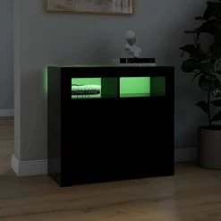 Buffet Avec Lumières LED Noir 80x35x75 Cm VidaXL 8 Buffet Avec Lumières LED Noir 80x35x75 Cm VidaXL -Buffet et enfilade Soldes 40453617 4