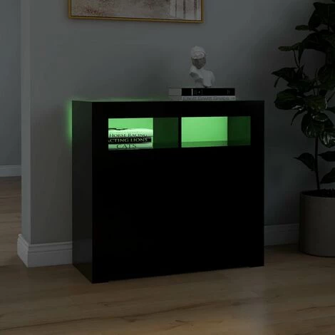 Buffet Avec Lumières LED Noir 80x35x75 Cm VidaXL 4 Buffet Avec Lumières LED Noir 80x35x75 Cm VidaXL – Image 4