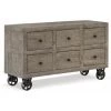 DECORATION D’AUTREFOIS Commode Roues Bois 147x45x84cm - Marron - Marron