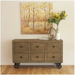 DECORATION D’AUTREFOIS Commode Roues Bois 147x45x84cm - Marron - Marron -Buffet et enfilade Soldes 40542523 5